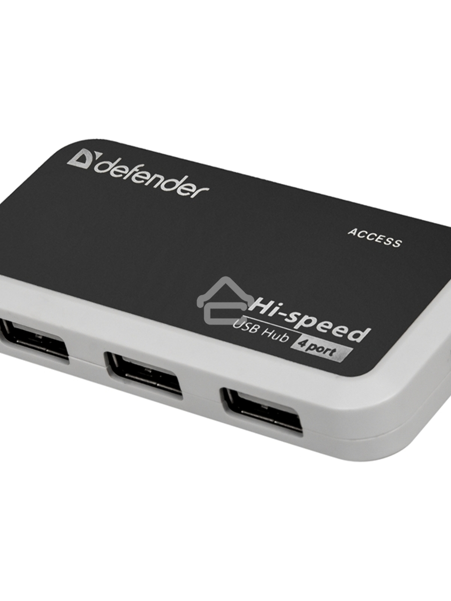 Разветвитель USB Defender QUADRO INFIX USB2.0 - 4 порта, скор. - до 480 Мбит/с, + кабель USB 2.0 A(M) - MiniB (M) - 1м.