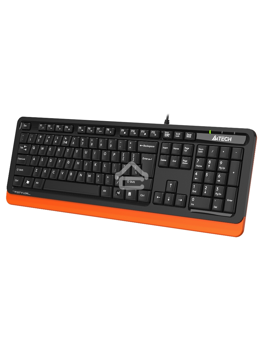 Клавиатура A4Tech Fstyler FKS10 проводная, USB, черный/оранжевый