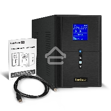 Источник бесперебойного питания (инвертор, синус, для котла) ExeGate SineTower SN-2000.LCD.AVR.3SH.1C13.RJ.USB 2000VA/1600W, чистая синусоида, LCD дисплей, AVR, 3*Schuko+1*C13, RJ45/11, USB, линейно-интерактивный, черный