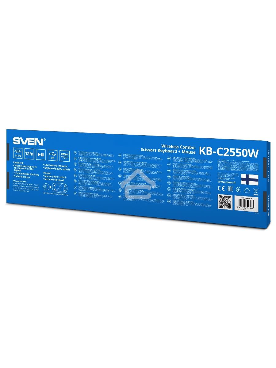 Беспроводной набор Sven ножничная клавиатура + мышь KB-C2550W чёрный (109 кл.,12Fn, 1000DPI, 2+1 кл.)