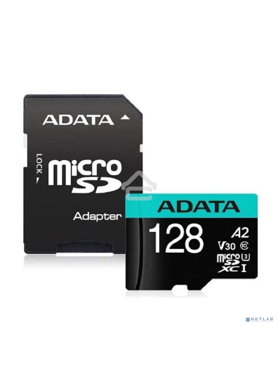 Карта памяти MICRO SDXC 128GB W/AD. AUSDX128GUI3V30SA2-RA1 ADATA