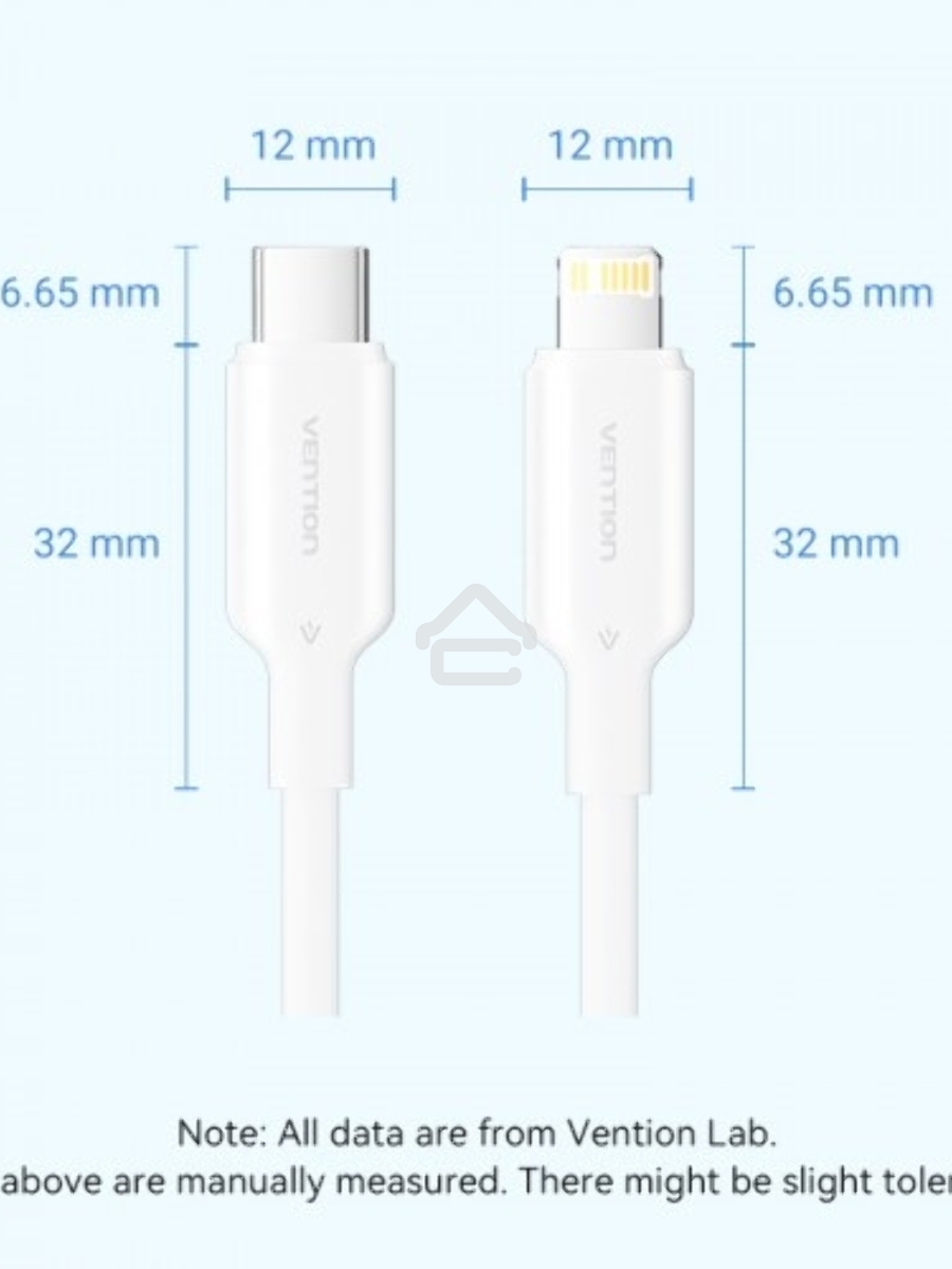 Кабель Vention USB 2.0 CM/Lightning 8M для iPad/iPhone 3A - 1м. Голубой
