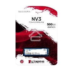 Накопитель SSD Kingston NV3, 500Gb, M.2 2280, PCIe 4.0 x4, NVMe, R/W 5000/3000