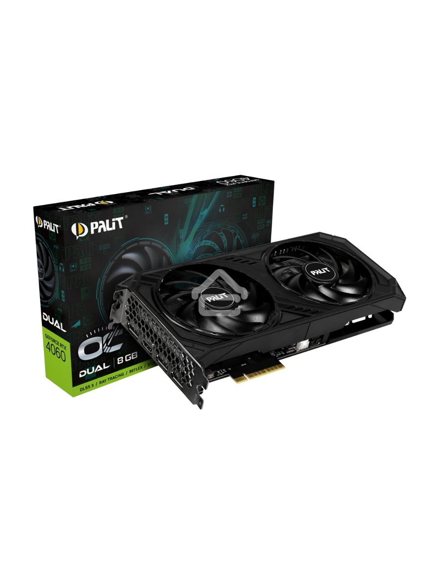 Видеокарта Palit PA-RTX4060 DUAL OC 8GB 8192Mb 128 GDDR6 1830/17000 HDMIx1 DPx3 HDCP Ret