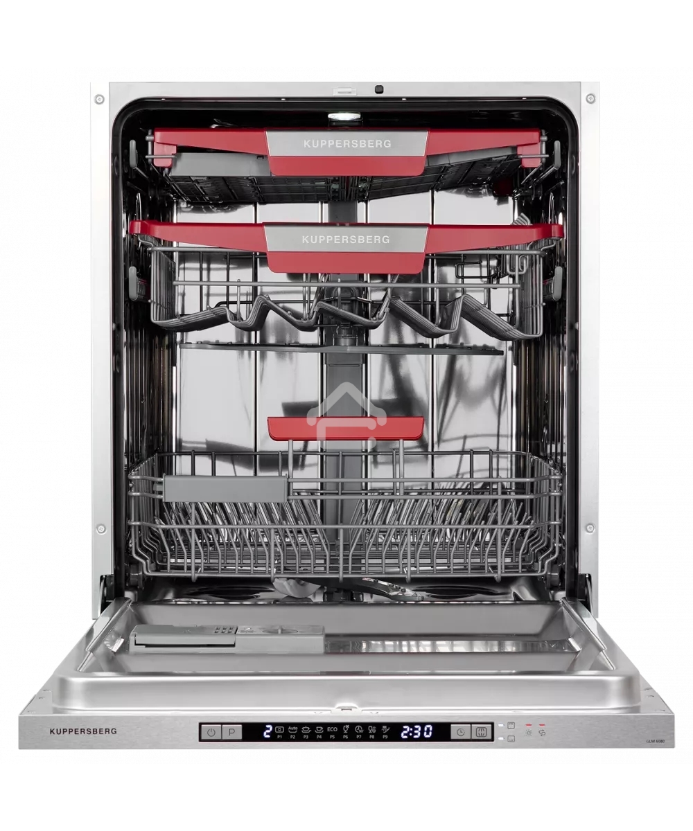 Встраиваемая посудомоечная машина Kuppersberg GLM 6080 Полноразмерная, 60 см, 14 комплектов, 7 программ, внутреннее освещение, автоматическое открывание дверцы, 3 корзины, луч на полу, уровень шума 49 дБ, А+++