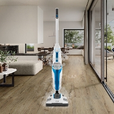 Пылесос вертикальный паровой Kitfort KT-556 белый, питание от сети, 1700 Вт, уборка сухая/паром, пылесборник 0.4 л