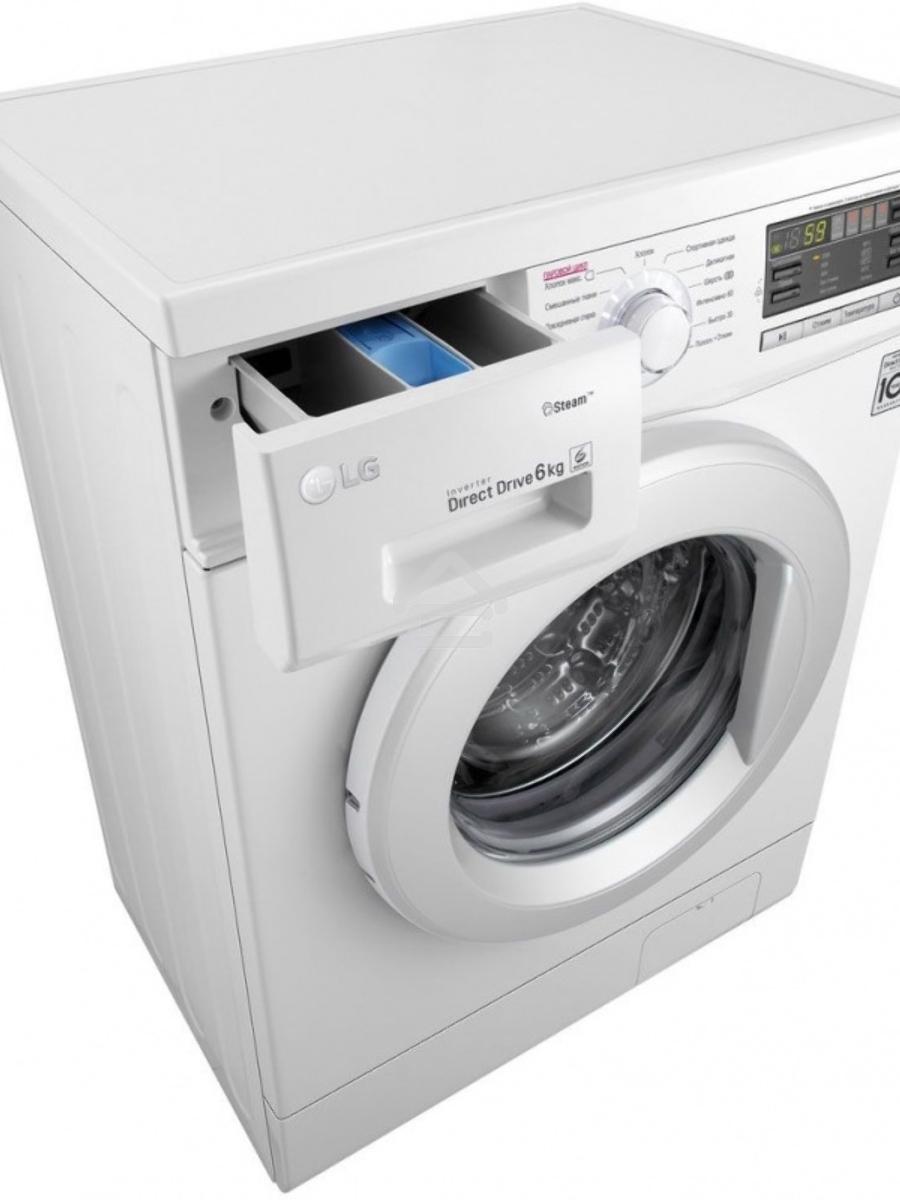 Стиральная машина LG F1296NDS0 белый, загрузка фронтальная 6 кг, 1200 об/мин., класс: А
