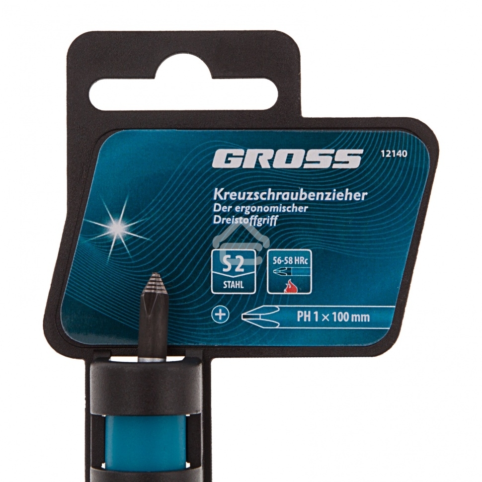 Отвертка Gross PH1 x 100 мм, S2, трехкомпонентная ручка