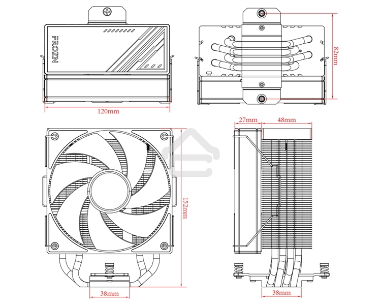 Кулер ID-Cooling FROZN A410 ARGb черный 120мм алюминий/медь 2000rpm 30db 4-pin 220W 152мм