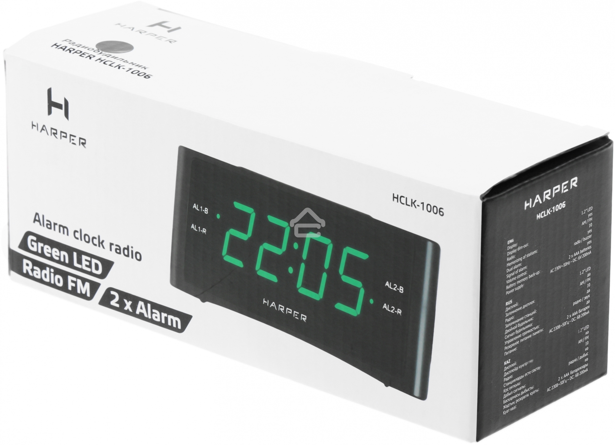 Радиобудильник Harper HCLK-1006 черный LED подсв:зеленая часы:цифровые AM/FM