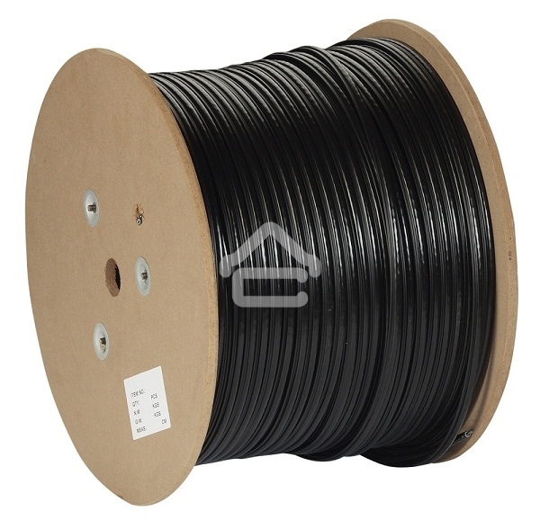 Кабель Exegate FTP 4 пары кат.5e медь, экран, внешн. прокладка, с тросом, катушка 305м, черный, PE