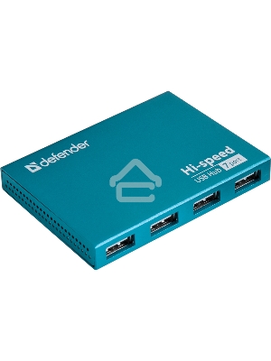 Разветвитель Defender  SEPTIMA SLIM USB2.0 - 7 портов, + блок питания DC 5В...2А, + кабель USB 2.0 A(M) - MiniB (M) - 1м