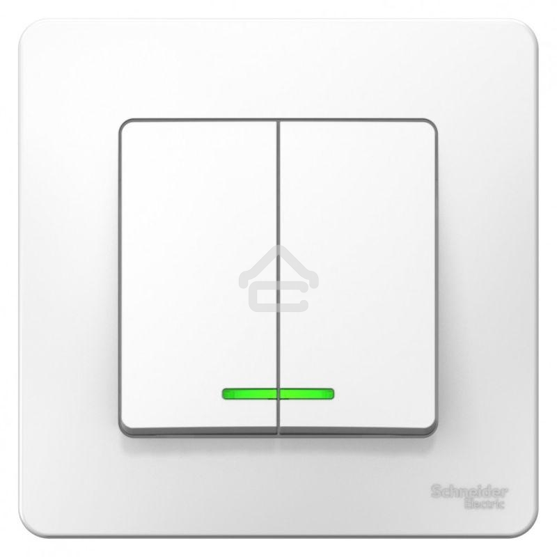 Выключатель 2-кл. СП BLANCA (сх.5) 10А 250В с подсветкой бел. SchE BLNVS010511
