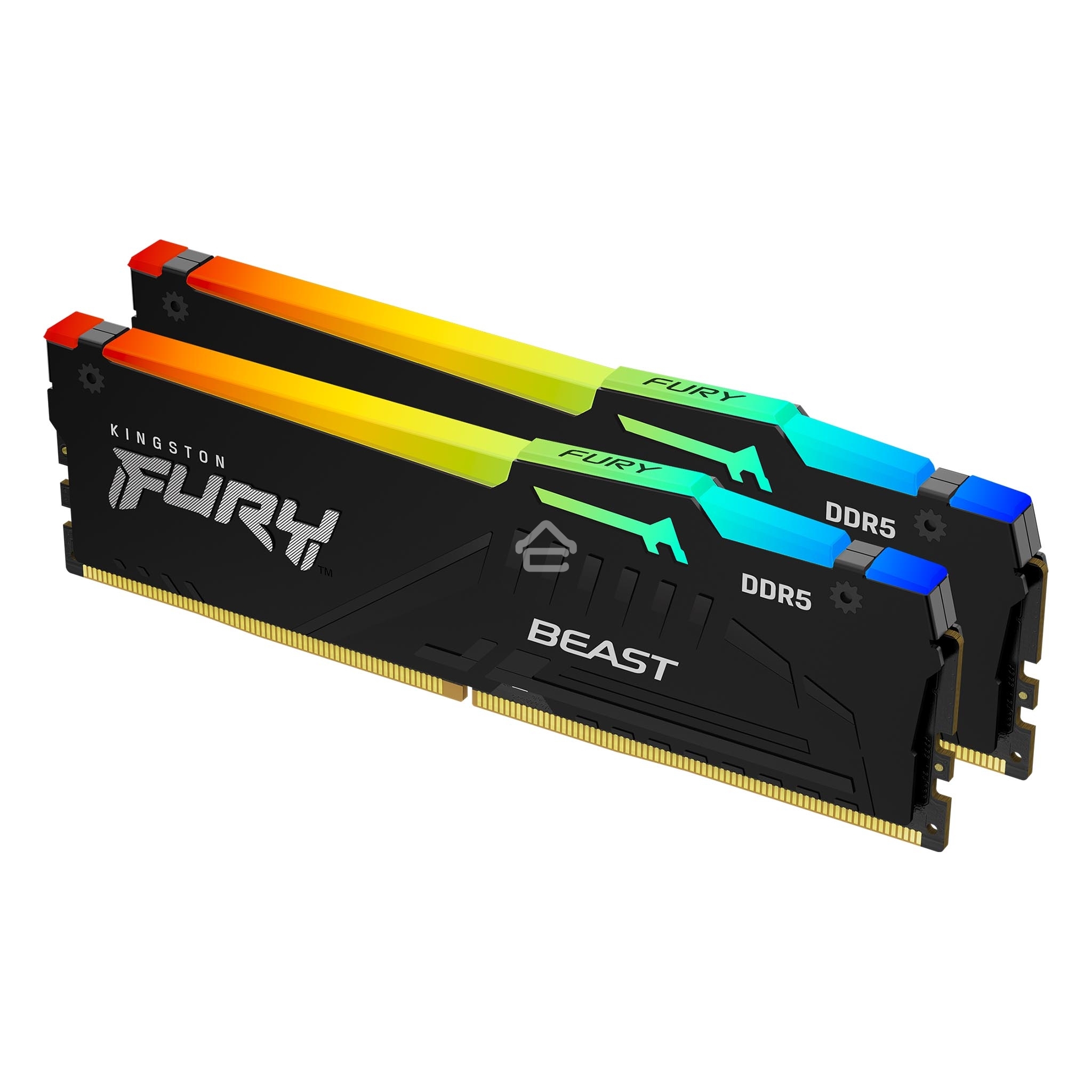 Оперативная память Kingston Fury Beast, DDR5, 16GB (2x8GB), 5600MHz, CL40, DIMM, с радиаторами, RGB, черный