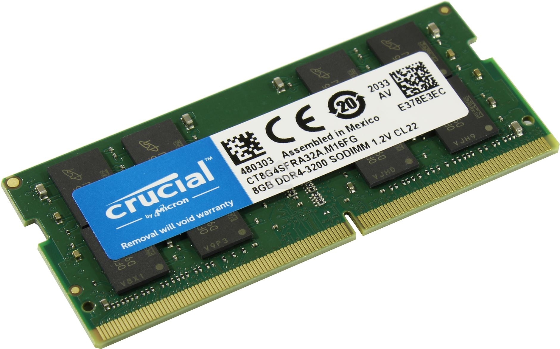 Оперативная память Crucial, DDR4, 8GB (1x8GB), 3200MHz, CL22 SO-DIMM