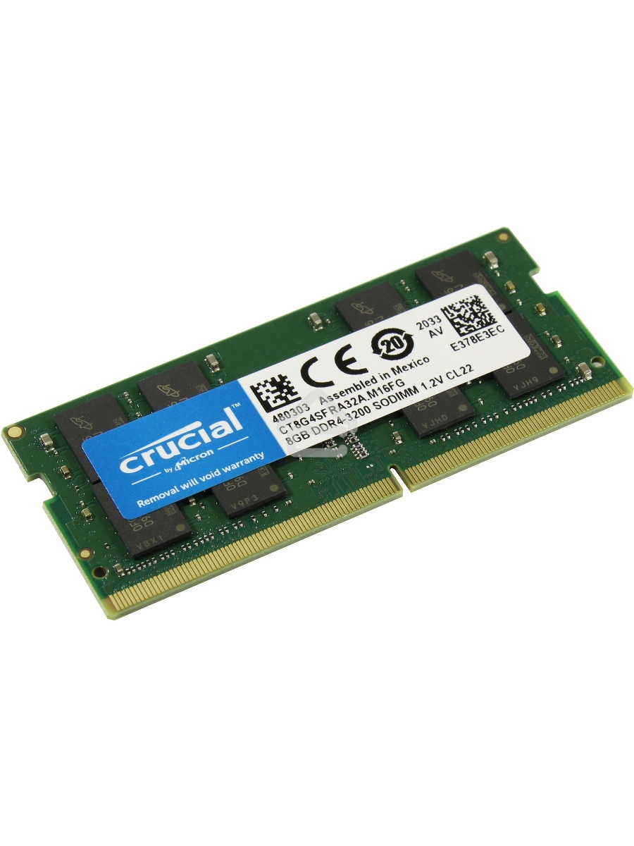 Оперативная память Crucial, DDR4, 8GB (1x8GB), 3200MHz, CL22 SO-DIMM