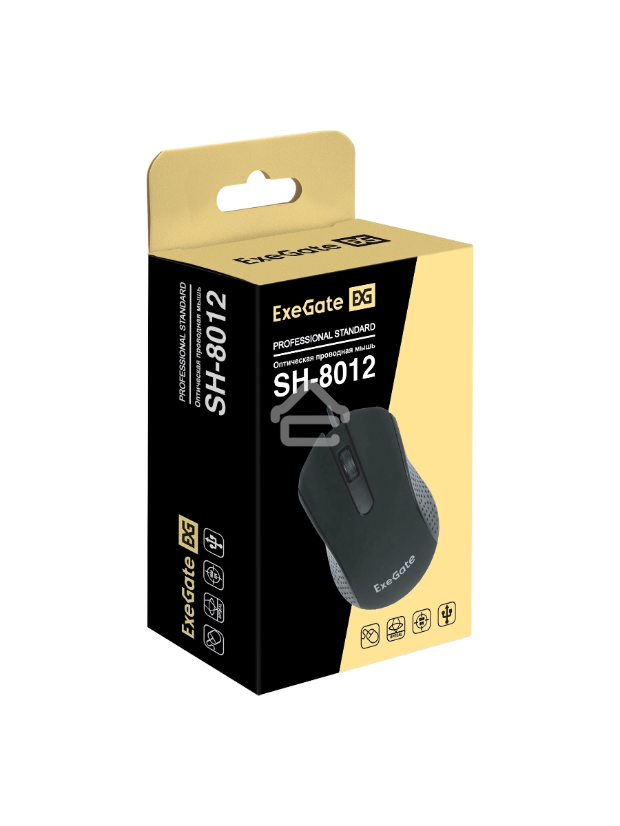 Мышь проводная ExeGate Professional Standard SH-8012 черный, 1000 dpi, USB, кнопки - 3