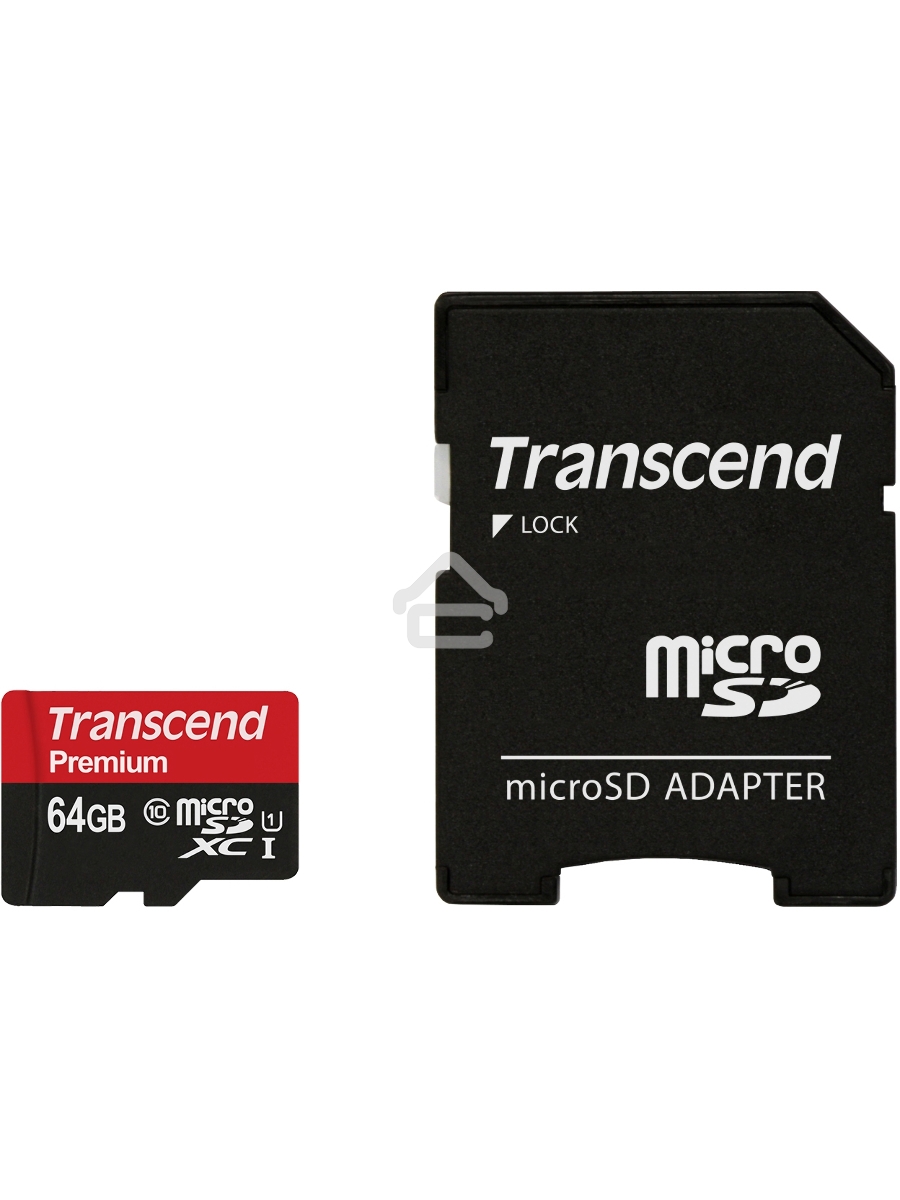 Флеш карта microSDXC 64Gb Class10 Transcend TS64GUSDU1 + adapter