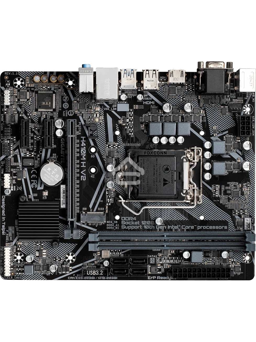 Материнская плата Gigabyte H410M H V2 (2.0/2.1), LGA 1200, Intel H470, 2xDDR4, 4xSATA, 1xM.2, 1xPCIe 3.0 x16, 2xPCIe 3.0 x1, 1xHDMI, 1xVGA, 1x 1Gb LAN, 2xUSB-A 3.2 Gen 1, 4xUSB-A 2.0, 3x3.5 мм, 7.1, Micro ATX