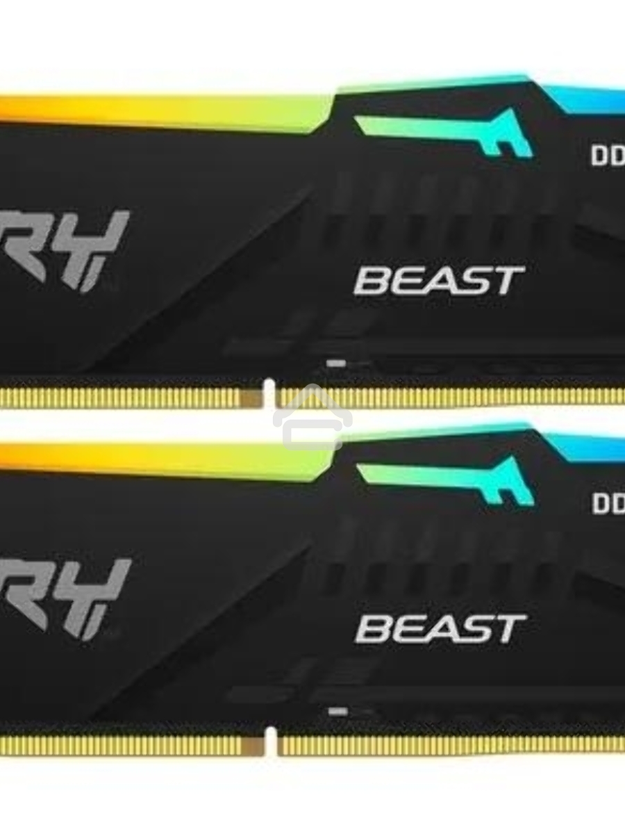 Оперативная память Kingston Fury Beast, DDR5, 64GB (2x32GB), 5600MHz, CL40, DIMM, с радиатором, RGB, черный