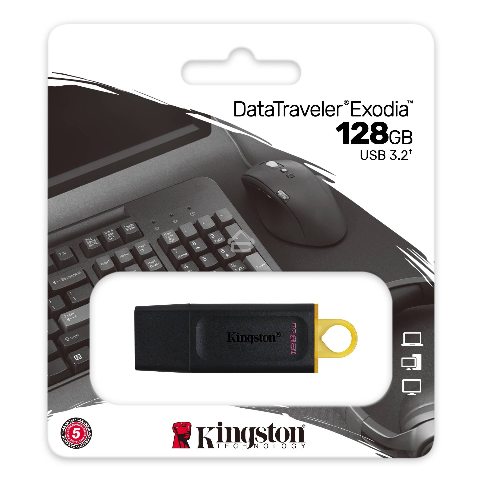 Флешка USB R/W R/W Kingston 128GB USB3.2 Gen1 DataTraveler Exodia (Black + Yellow)