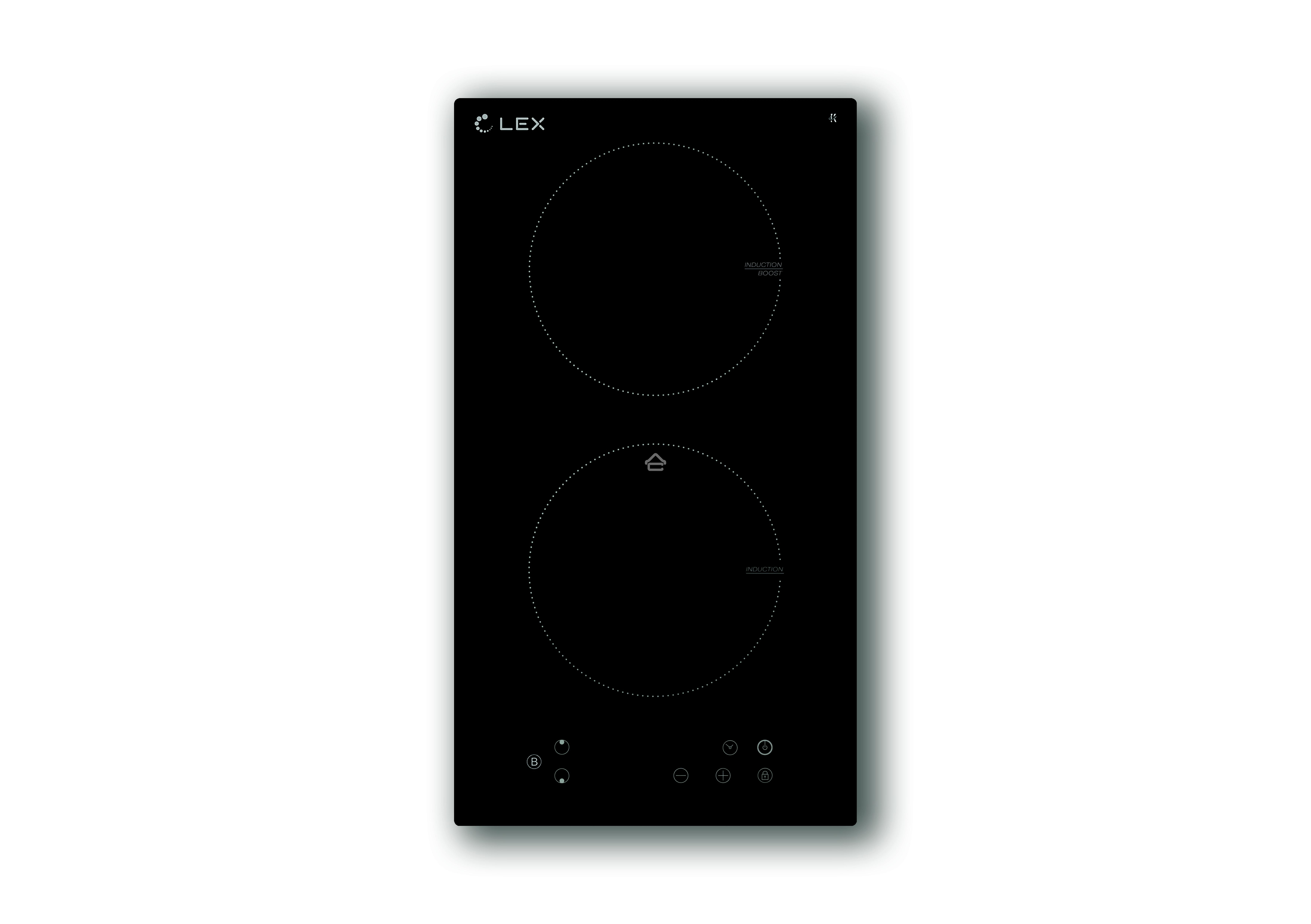 Встраиваемая индукционная варочная панель LEX EVI 320 BL3500Вт 2конф. 58х268х500мм 30см черный