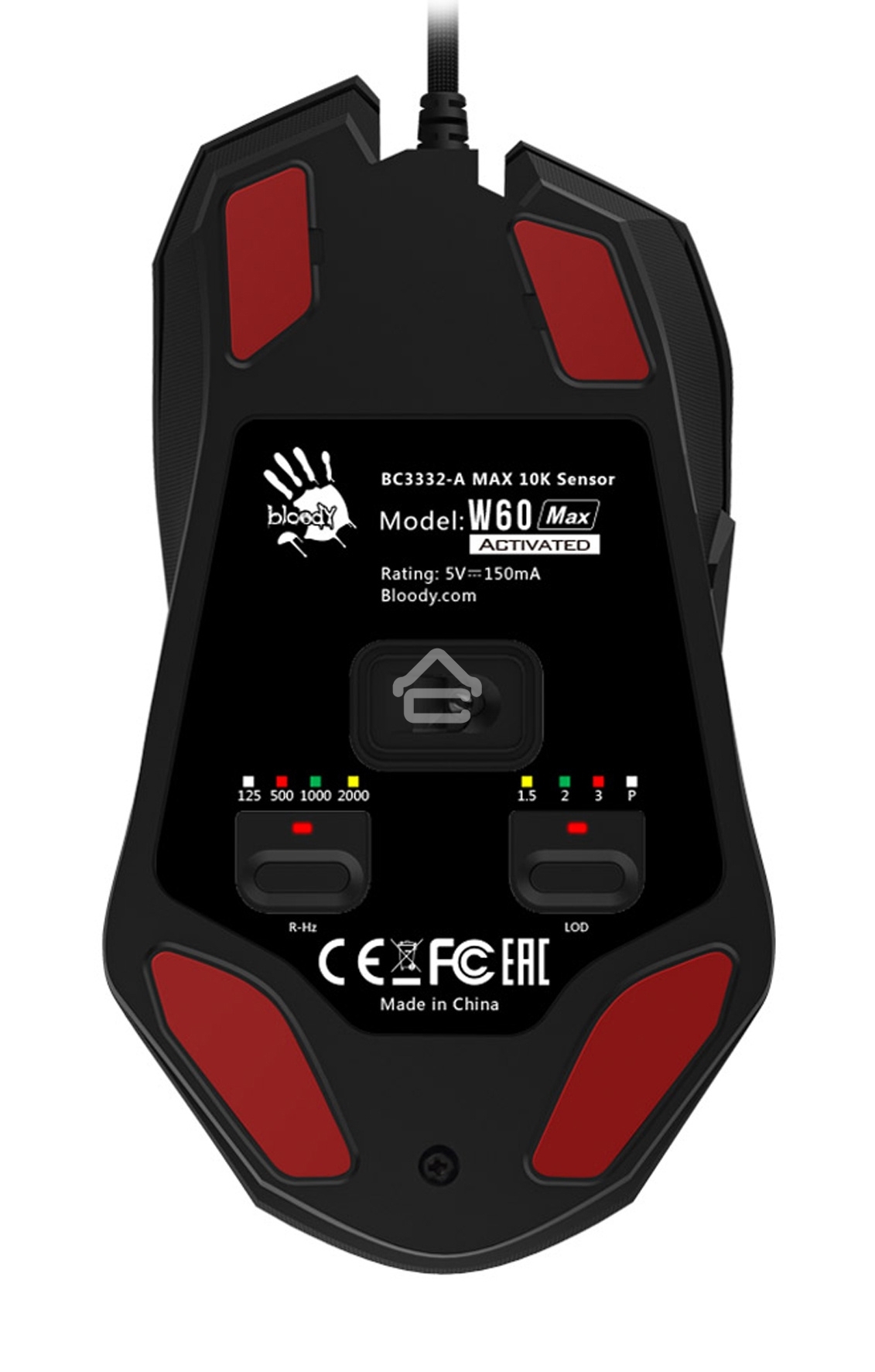 Мышь проводная A4Tech Bloody W60 Max черный, 10000 dpi, USB, кнопки - 10