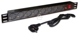 Блок распределения питания Lanmaster TWT-PDU19-10A8P-1.8 гор.размещ. 8xSchuko базовые 10A Schuko 1.8м