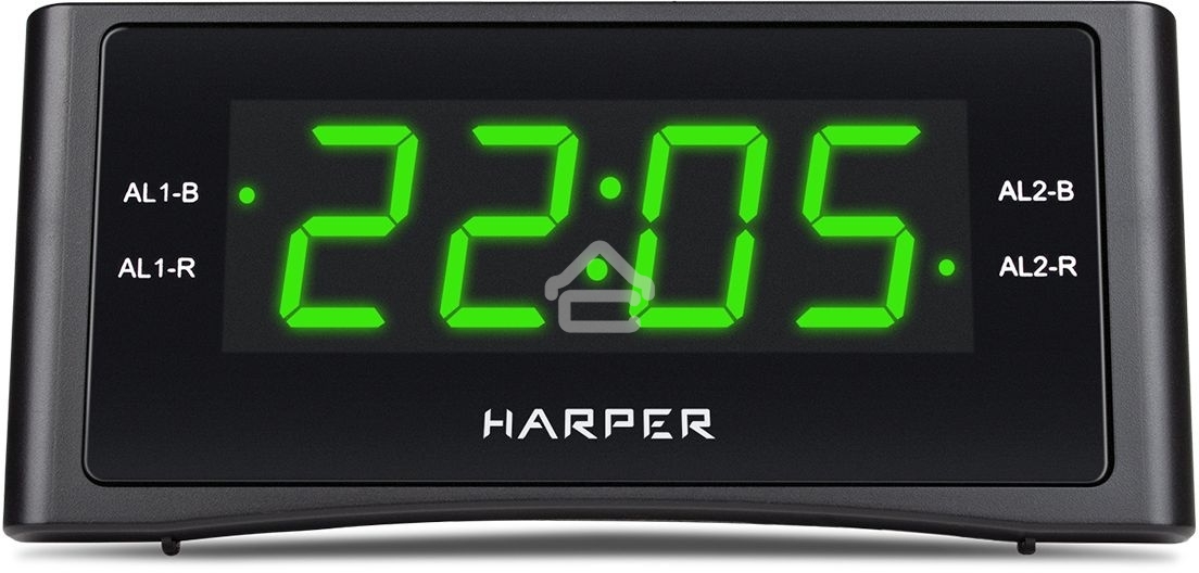 Радиобудильник Harper HCLK-1006 черный LED подсв:зеленая часы:цифровые AM/FM