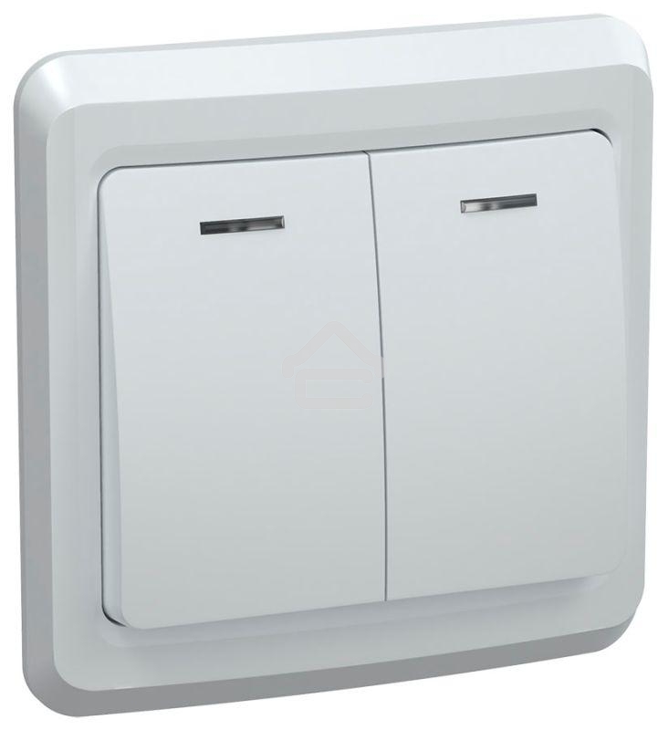 Выключатель 2-кл. СП Вега 10А IP20 ВС10-2-1-ВБ с индик. белый ИЭК EVV21-K01-10-DM