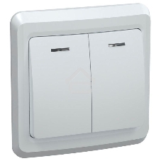 Выключатель 2-кл. СП Вега 10А IP20 ВС10-2-1-ВБ с индик. белый ИЭК EVV21-K01-10-DM