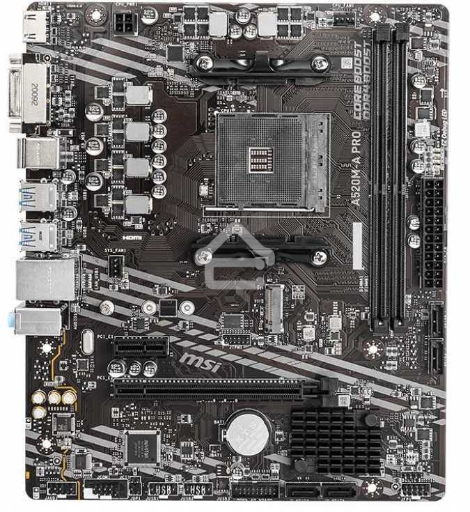 Материнская плата MSI A520M-A PRO, AM4, AMD A520, 2xDDR4, 4xSATA, 1xM.2, 1xPCIe 3.0 x16, 1xDVI-D, 1xHDMI, 1x 1Gb LAN, 2xUSB 2.0, 4xUSB 3.2 Gen 1, 3x3.5 мм, 7.1, mATX