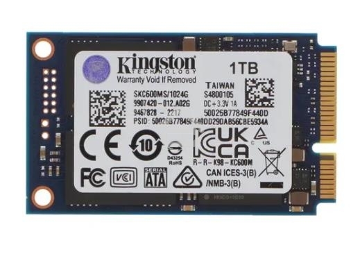Накопитель SSD Kingston KC600, 1024GB, mSATA, R/W 550/520