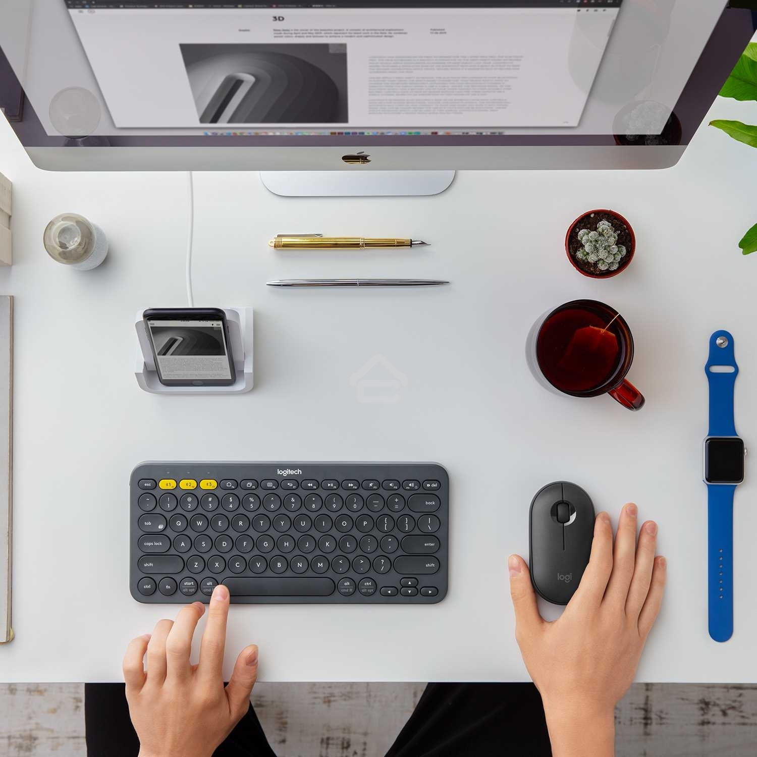 Мышь беспроводная Logitech Pebble M350 графитовый, 1000 dpi, радиоканал, Bluetooth, USB, кнопки - 3