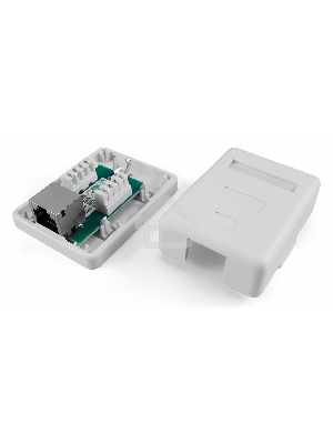 Розетка компьютерная Hyperline SB1-1-8P8C-C5e-SH-WH RJ-45(8P8C), категория 5e, экранированная, одинарная, внешняя, Dual IDC
