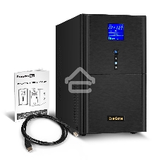 Источник бесперебойного питания (инвертор, синус, для котла) ExeGate SineTower SN-3000.LCD.AVR.3SH.1C13.RJ.USB 3000VA/2400W, чистая синусоида, LCD дисплей, AVR, 3*Schuko+1*C13, RJ45/11, USB, линейно-интерактивный, черный