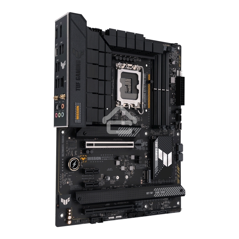 Материнская плата ASUS TUF GAMING H770-PRO WIFI, LGA 1700, Intel H770, 4xDDR5, 4xSATA, 4xM.2, 1xPCIe 5.0 x16, 1xPCIe 4.0 x4, 2xUSB-A 3.2 Gen 2, 4xUSB-A 3.2 Gen 1, 1xUSB-C 3.2 Gen 2x2, 1x2.5Gb LAN, 5x3.5 мм, 7.1, Standard-ATX