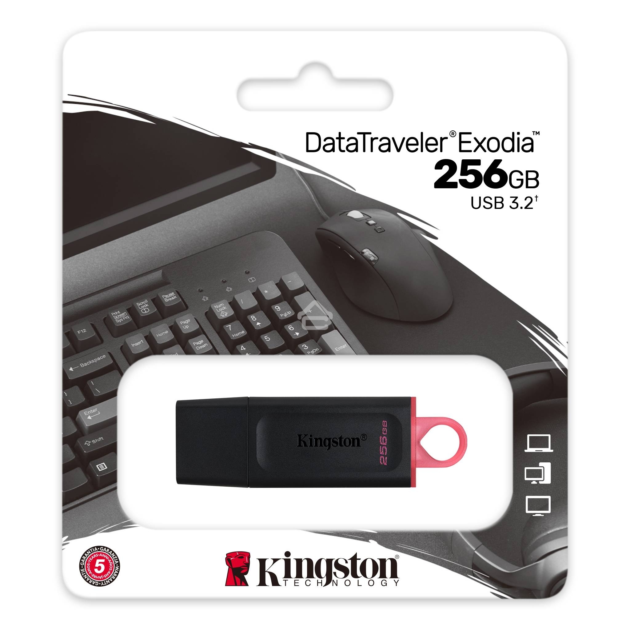 Флешка USB R/W R/W Kingston 256GB USB3.2 Gen1 DataTraveler Exodia (Black + Pink)
