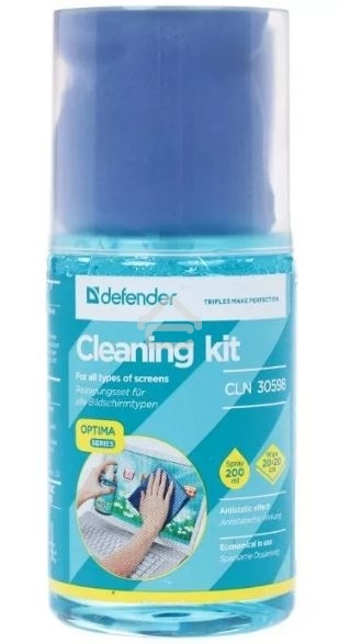 Чистящий спрей Defender для экранов / пластиковый флакон с пульверизатором 200 мл + микрофибра 20 х 20 см / Беларусь