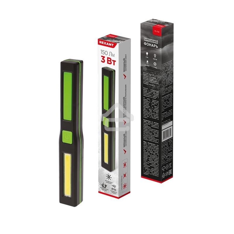 Рабочий универсальный фонарь Rexant СОВ 100%-50% – пульсирующий режим, 3 х ААА