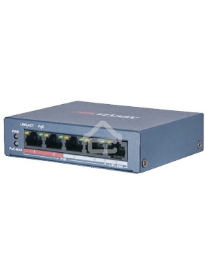 Коммутатор Hikvision DS-3E0105P-E/M(B) 4 RJ45 100M PoE с грозозащитой 6кВ; 1 Uplink порт 100М Ethernet: бюджет PoE 35Вт; поддерживают режим передачи до 250м; таблица MAC адресов на 1000 записей;