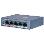 Коммутатор Hikvision DS-3E0105P-E/M(B) 4 RJ45 100M PoE с грозозащитой 6кВ; 1 Uplink порт 100М Ethernet: бюджет PoE 35Вт; поддерживают режим передачи до 250м; таблица MAC адресов на 1000 записей;