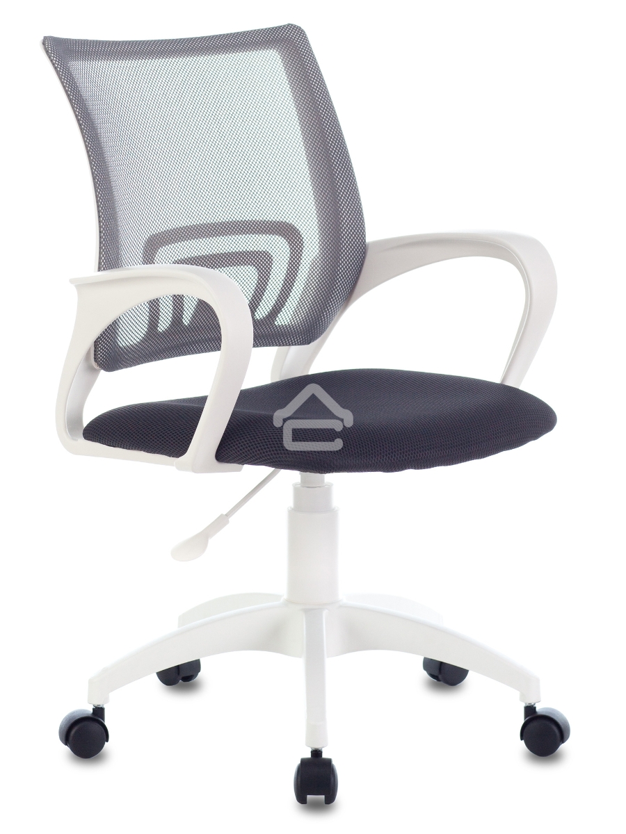 Кресло компьютерное Бюрократ CH-W695NLT TW-04 TW-12 темно-серый, сетка/ткань, крестовина пластик, пластик белый