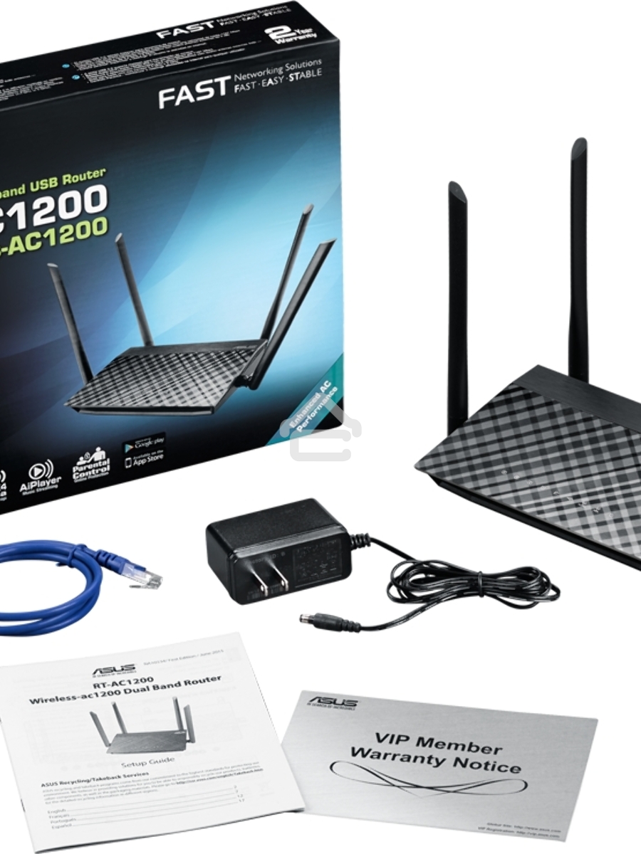 Маршрутизатор беспроводной Asus RT-AC1200 10/100BASE-TX черный (Dual Band)