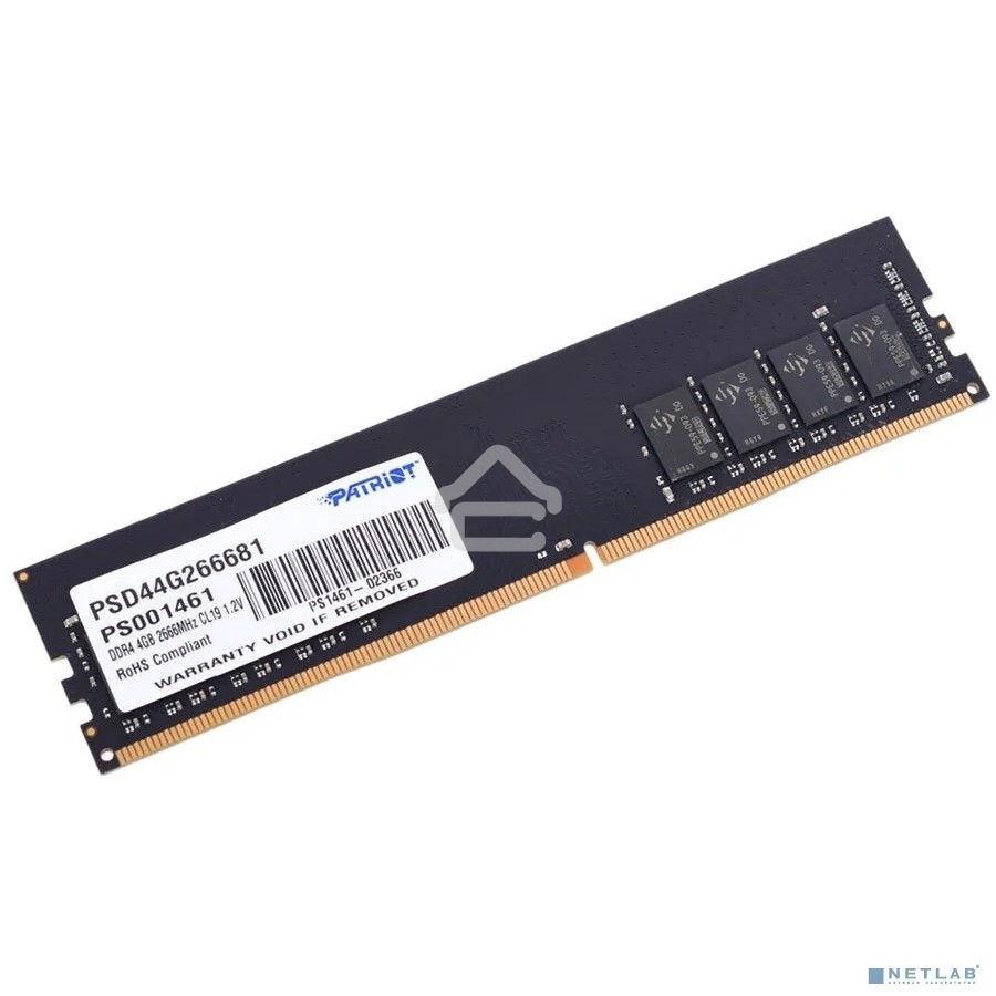Оперативная память Patriot Signature, DDR4, 4GB (1x4 GB), 2666 MHz, CL19, DIMM