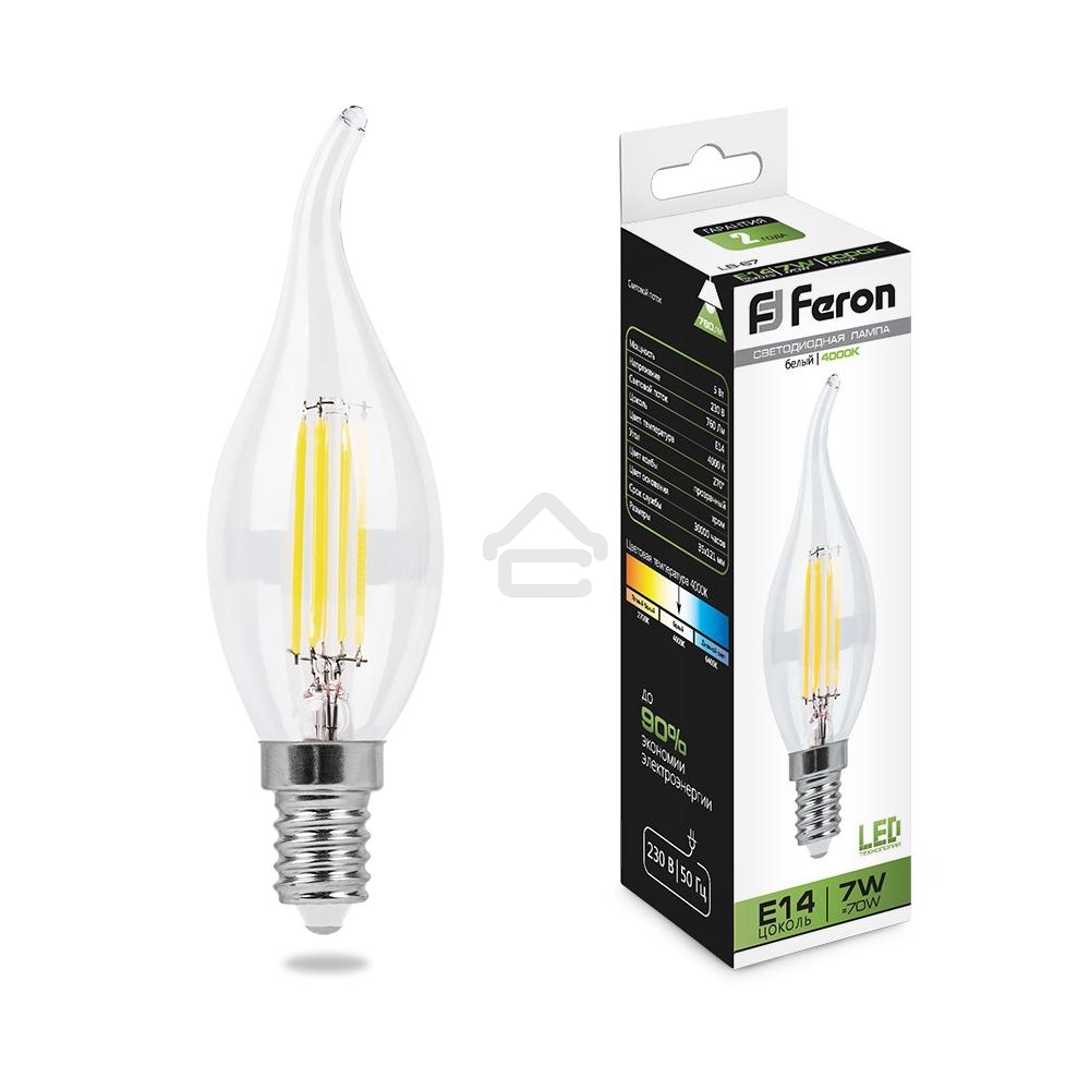Лампа светодиодная FERON LB-67 (25781)филаментная 7W 230V E14 4000K