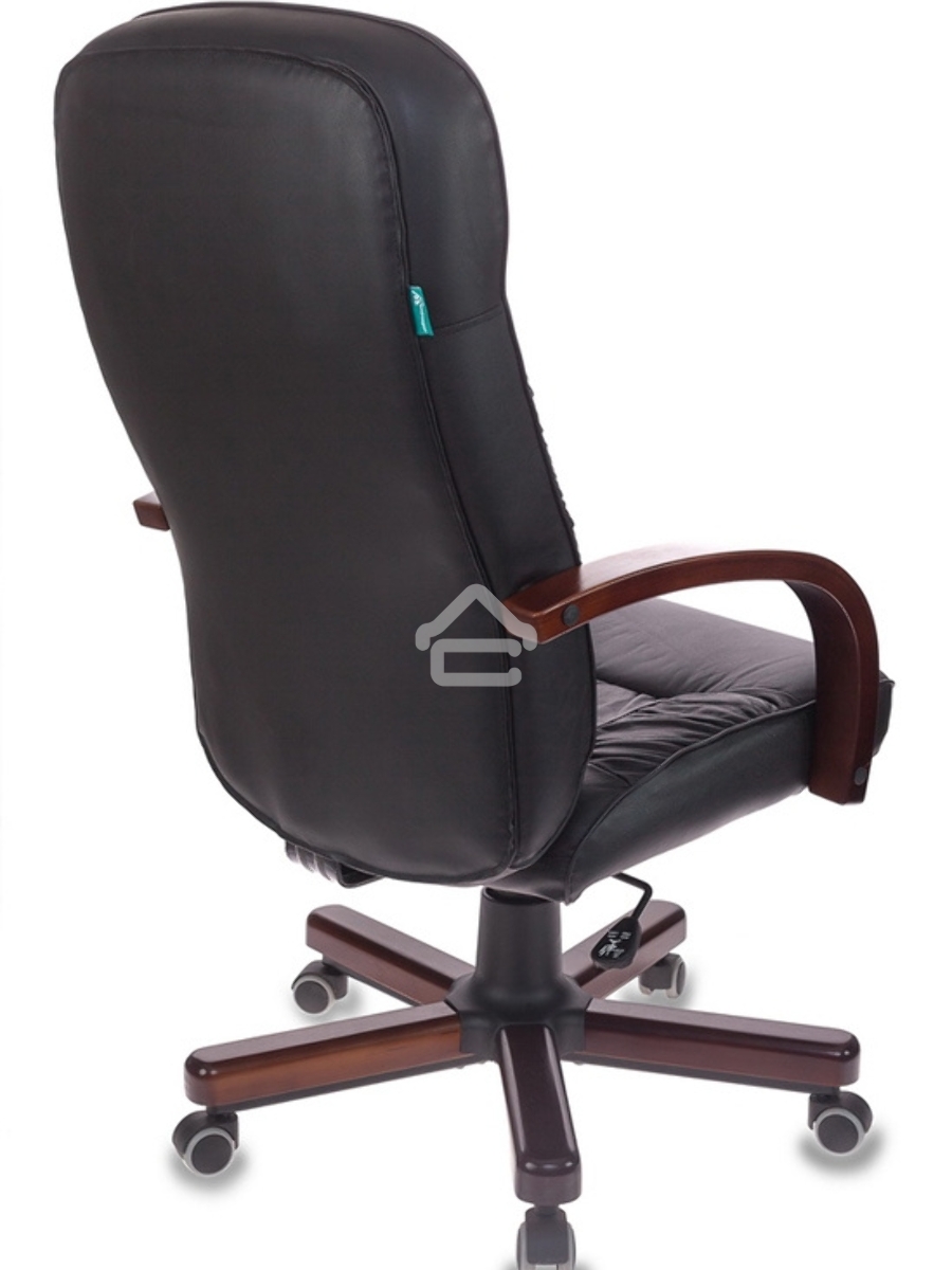 Кресло руководителя Бюрократ T-9908/WALNUT черный, кожа, крестовина металл