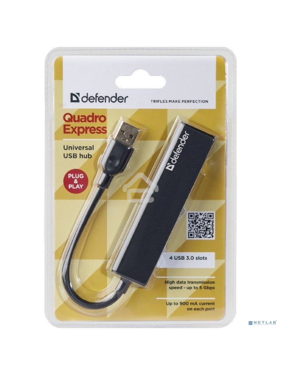 Универсальный USB Defender разветвитель Quadro Express USB3.0, 4 порта