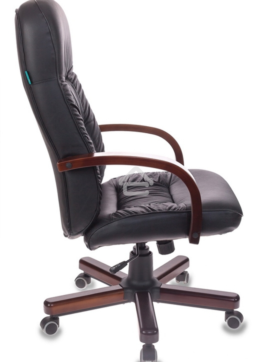 Кресло руководителя Бюрократ T-9908/WALNUT черный, кожа, крестовина металл