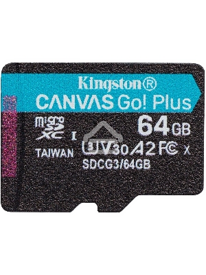 Флеш карта  Kingston 64GB microSDXC Canvas Go Plus 170R A2 U3 V30 Single Pack w/o ADP EAN: 740617301175